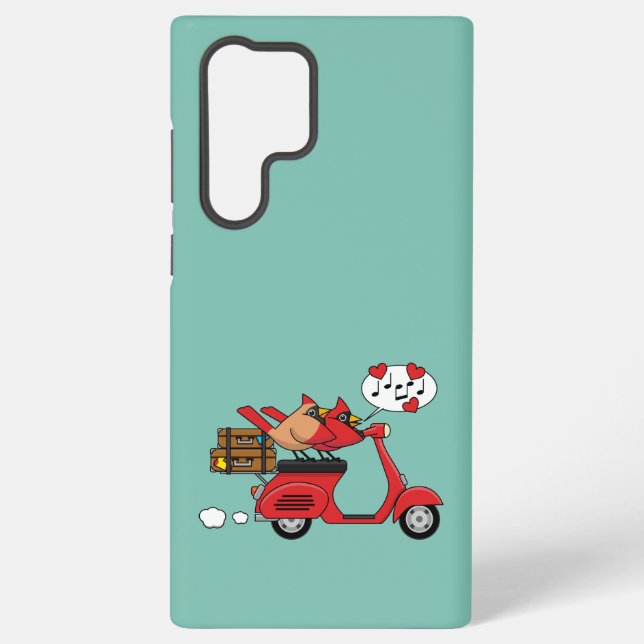 Red Cardinal Lovers on Scooter Samsung Galaxy S22 Ultra Case (Back)