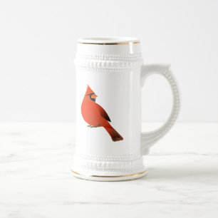 Red Cardinal Male Bird Beer Stein