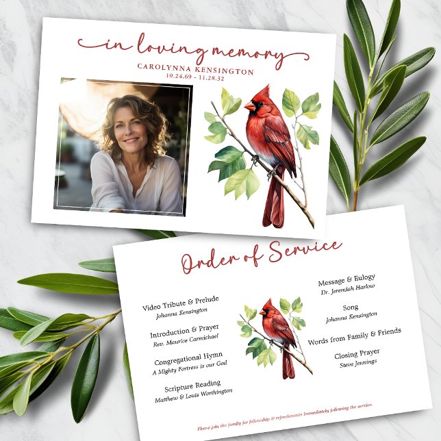 Red Cardinal Memorial Funeral Program (Red Cardinal Memorial Funeral Program)