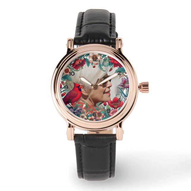 Red Cardinal Memorial Keepsake PHOTO Watch (Front)