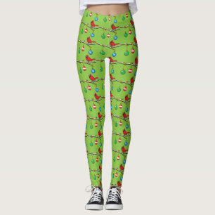Red Cardinal on Christmas Bare Branch Leggings
