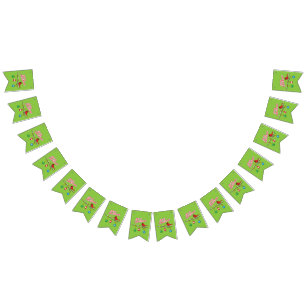 Red Cardinal on Christmas Bare Branch - Merry Xmas Bunting Flags