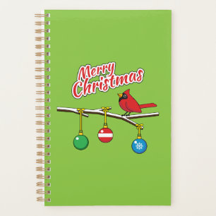 Red Cardinal on Christmas Bare Branch - Merry Xmas Planner