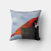 Red Cardinal on Wooden Stump Throw Pillow (Back)