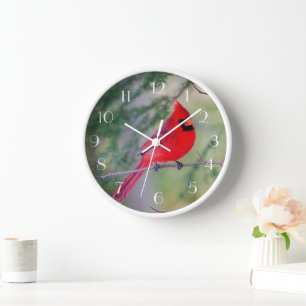 Red Cardinal Perch Clock