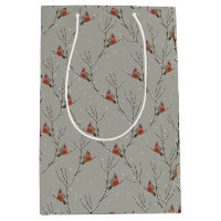 Red Cardinal Perched on a Tree Branch Gift Bag