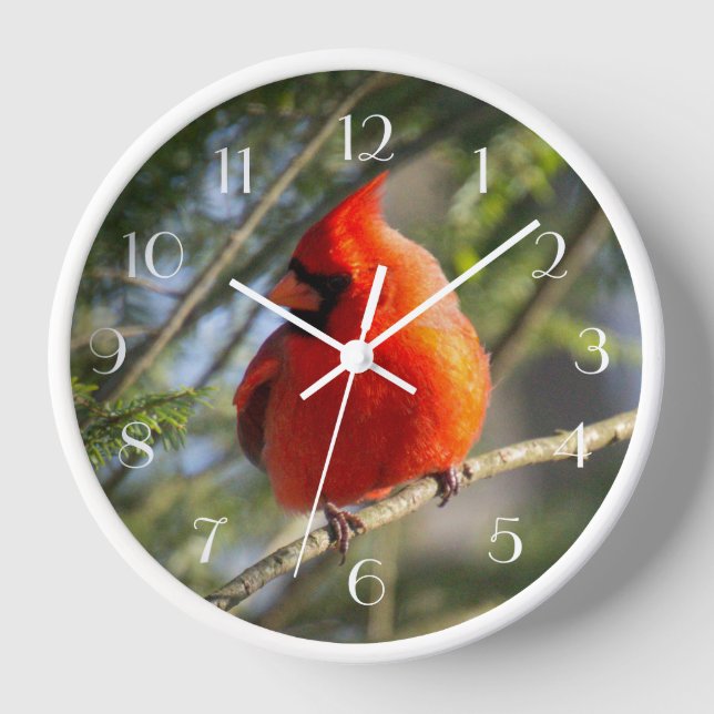 Red Cardinal Pines Clock (Front)