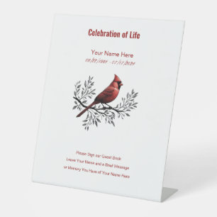 Red Cardinal Please Sign Guest Book Pedestal Sign
