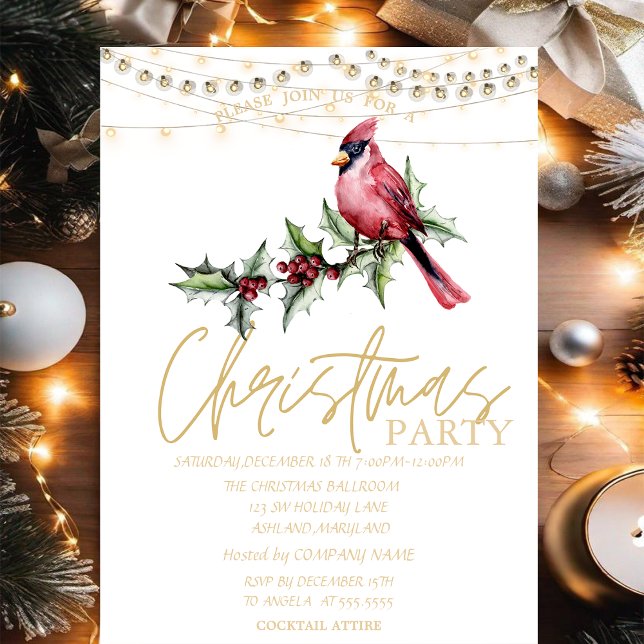 Red Cardinal Stars Red Christmas  Invitation (Creator Uploaded)