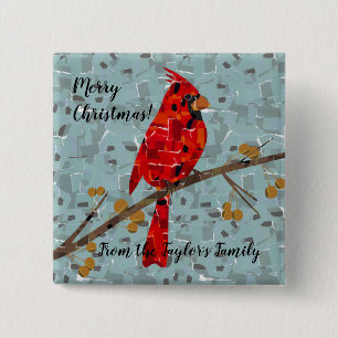 Red Cardinal , the bird of Christmas 2 Inch Square Button