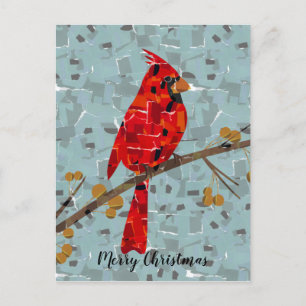 Red Cardinal , the bird of Christmas Holiday Postcard