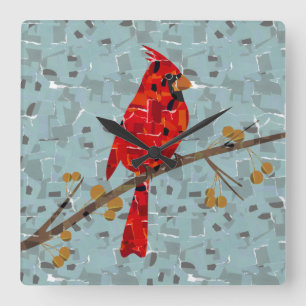 Red Cardinal , the bird of Christmas Square Wall Clock