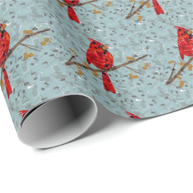 Red Cardinal , the bird of Christmas Wrapping Paper (Roll Corner)