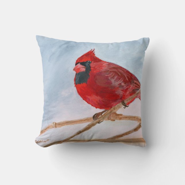 Red Cardinal Throw Pillow (Front)