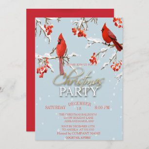 Red Cardinal Tree Branches Christmas  Invitation