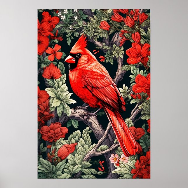 Red Cardinal, Wall Poster, Art Illustration  Poster (Front)