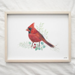 Red Cardinal Watercolor Art Print