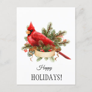 Red Cardinal Watercolor Illustration Postcard