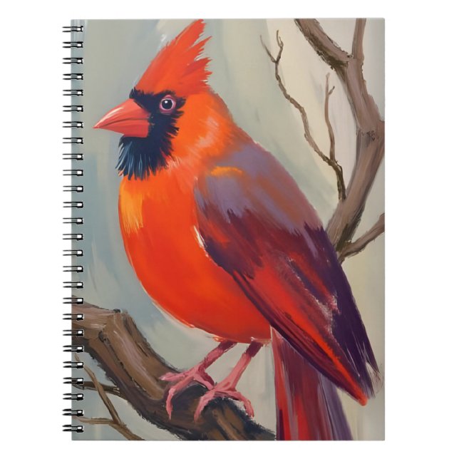 Red Cardinal Watercolor Painting Notebook (Front)