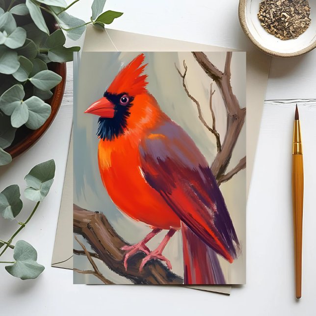 Red Cardinal Watercolor Painting Postcard (Creator Uploaded)