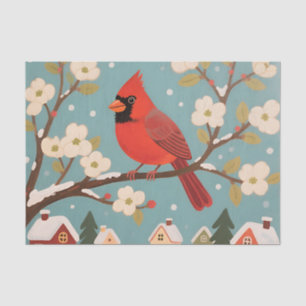 Red Cardinal Winter Branch Tissue Paper