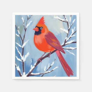 Red Cardinal   Winter Watercolor Holiday Napkin