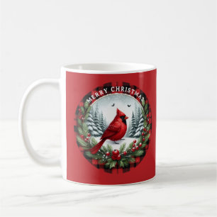Red Cardinal with Holly Berries Coffee Mug
