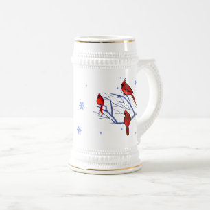 Red Cardinals Christmas Gift Beer Stein
