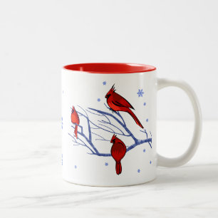 Red Cardinals Christmas Gift Two-Tone Coffee Mug