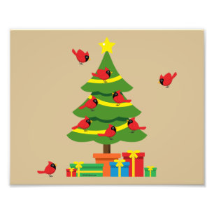 Red Cardinals - Christmas Merrier Spent Together Photo Print