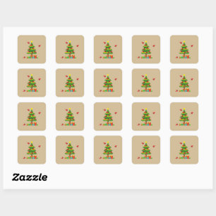 Red Cardinals - Christmas Merrier Spent Together Square Sticker