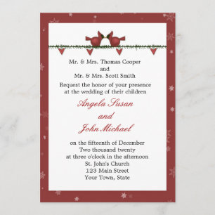 Red Cardinals Holiday Winter Wedding Invitation