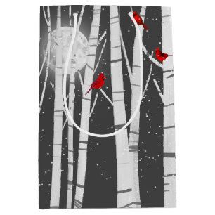Red Cardinals in Birch Tree  Medium Gift Bag