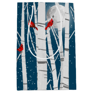 Red Cardinals In White Birch Trees  Medium Gift Bag