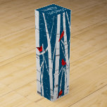 Red Cardinals In White Birch Trees  Wine Box<br><div class="desc">Red cardinals sitting in white birch trees with snowflakes on dark blue sky background and snowflakes.
Sky colour can be changed.</div>