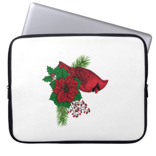 Red Cardinals on Christmas decoration Laptop Sleeve
