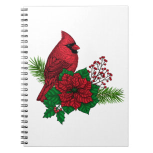 Red Cardinals on Christmas decoration Notebook