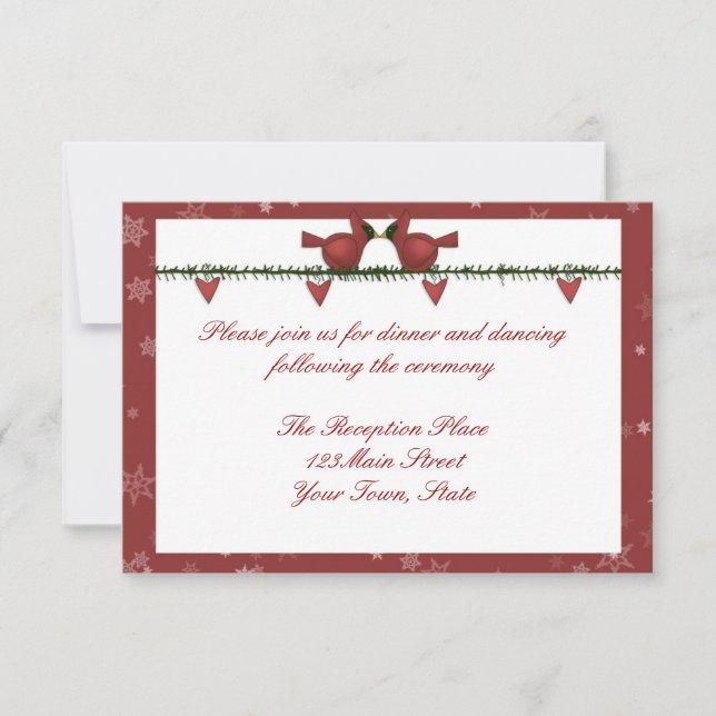 Red Cardinals Winter Holiday Reception Card (Front)