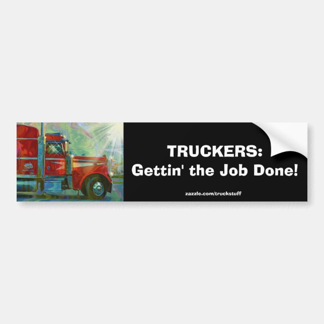 RED CARGO TRUCK BIG RIG TRUCKERS Bumper Sticker (Front)