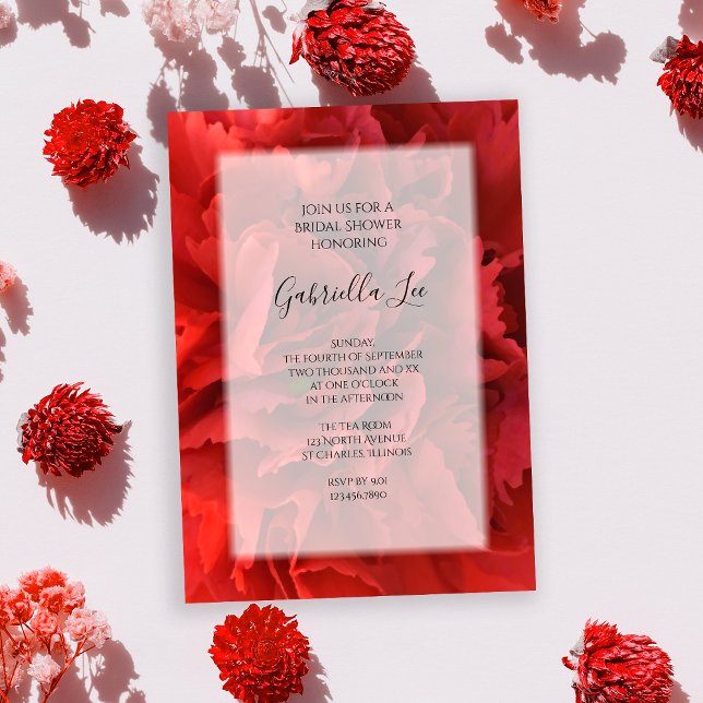 Red Carnation Floral Bridal Shower Invitation (Creator Uploaded)