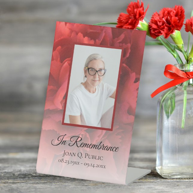 Red Carnation Floral Celebration of Life Funeral Pedestal Sign (Creator Uploaded)