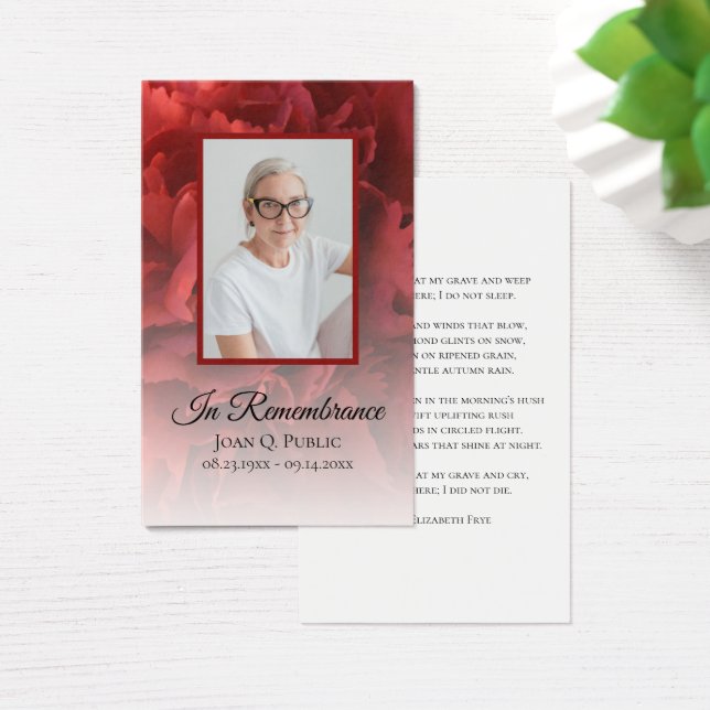 Red Carnation Floral Funeral Memorial Prayer (Desk)