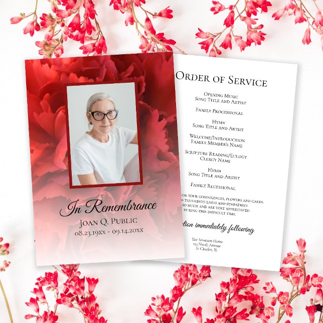 Red Carnation Floral Funeral Service Program (Creator Uploaded)