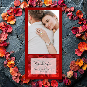 Red Carnation Floral Wedding Thank You