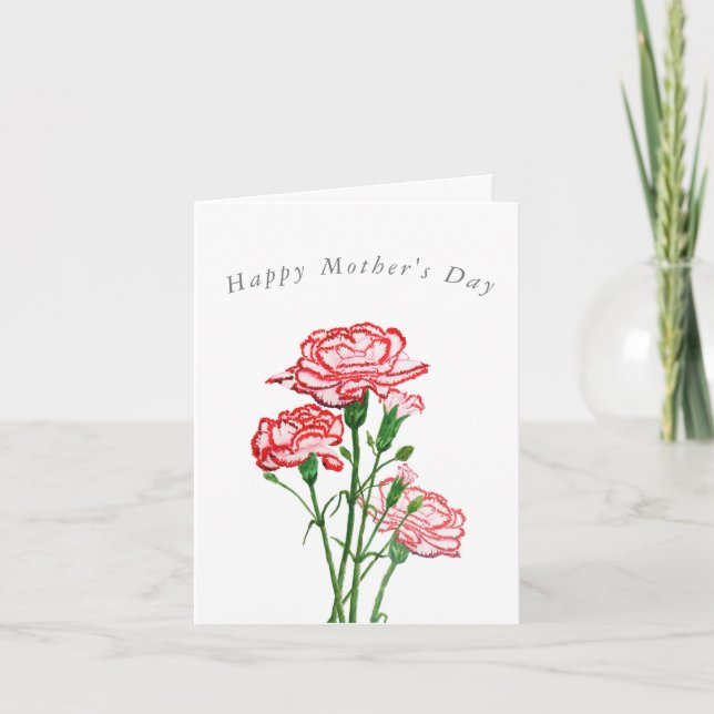 red carnation flowers Mother's Day  Card (Front)