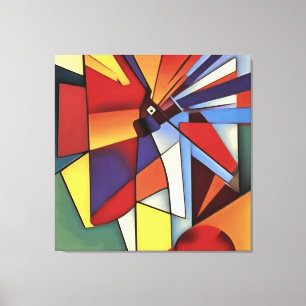 Red Carnation In A Vase Geometric Abstract Art Canvas Print