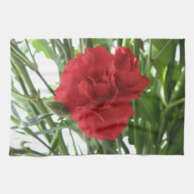 Red Carnation Kitchen Towel (Horizontal)