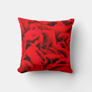 Red Carnation Ruffles-Sq.THROW PILLOW