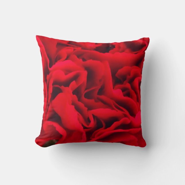 Red Carnation Ruffles-Sq.THROW PILLOW (Front)