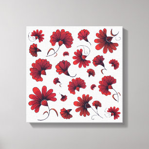 Red Carnation Vector Pattern Flower Canvas Print